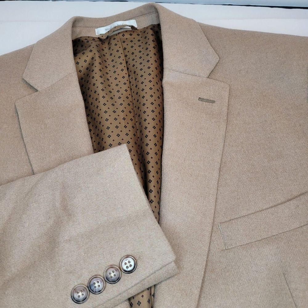 Lauren‎ Ralph Lauren Blazer Cashmere Silk Wool Blend Brown Mens 46R Jacket